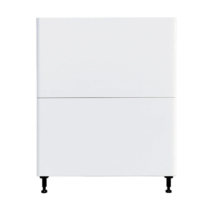 Meuble de cuisine bas blanc brillant à 2 tiroirs, 30 L x 34 3/4 H x 24 P po.