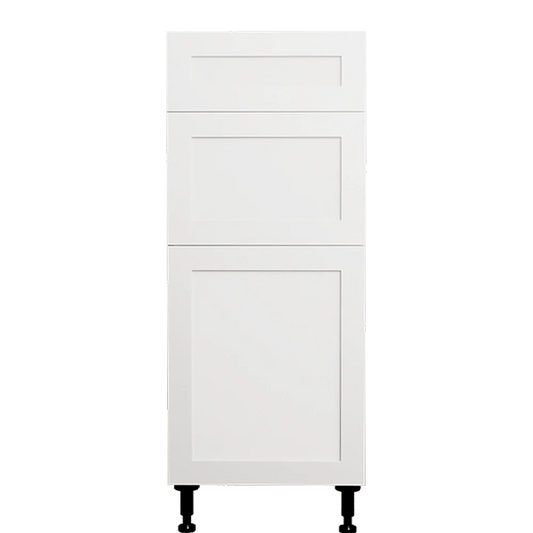 Armoire de cuisine de base blanche Shaker à 3 tiroirs 15 L x 34 3/4 H x 24 P po.