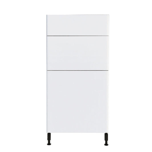 Glossy White Kitchen Base Cabinet 3 Drawers Unit 18 L x 34 3/4 H x 24 P in.