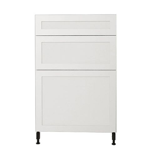 Armoire de cuisine blanche de style Shaker à 3 tiroirs, 24 po de longueur x 34-3/4 po de hauteur x 24 po de profondeur