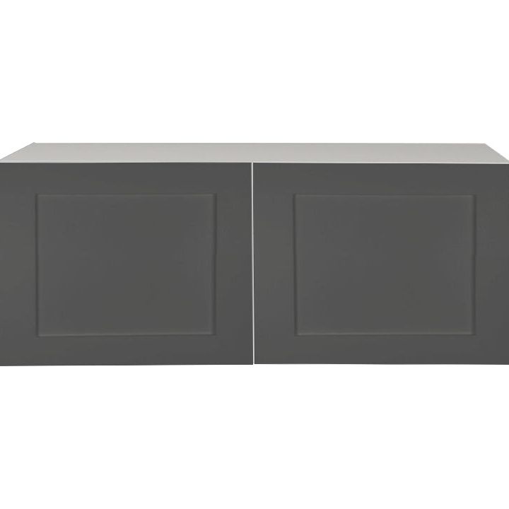 Shaker Matte Grey Kitchen Cabinet Upper Refrigerator 2 Doors Unit 36 L x 14 H x 12 1/2 P in