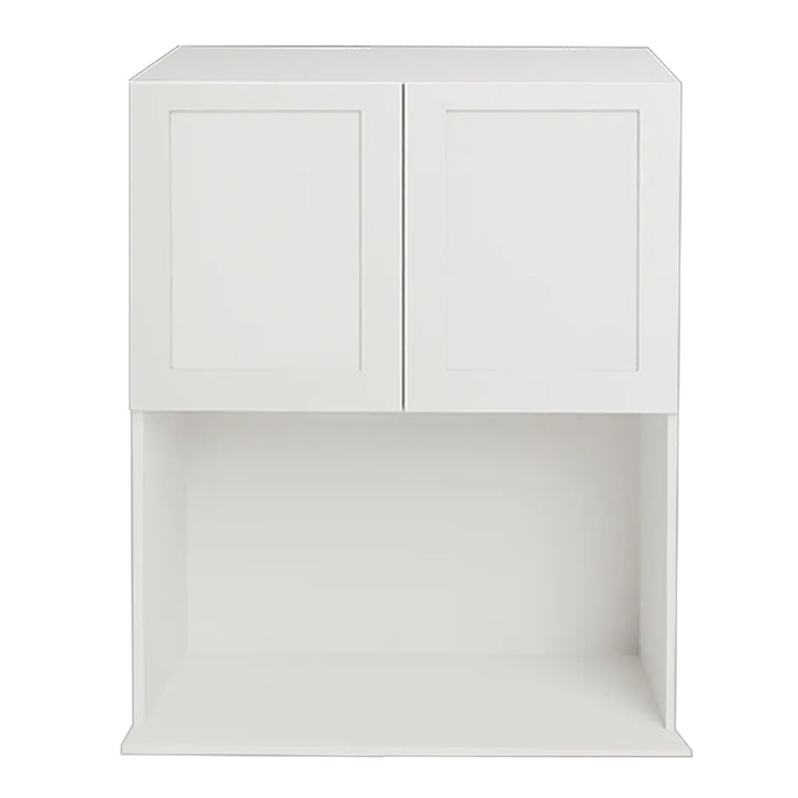 Armoire de cuisine supérieure pour micro-ondes de style Shaker blanc à 2 portes 24 L x 30 H x 15 5/8 P po