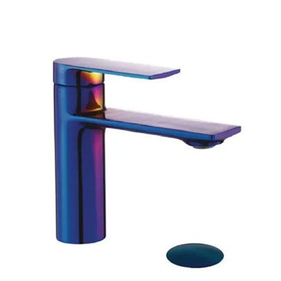 Robinet de lavabo monotrou Glam bleu poli avec bonde (trop-plein)