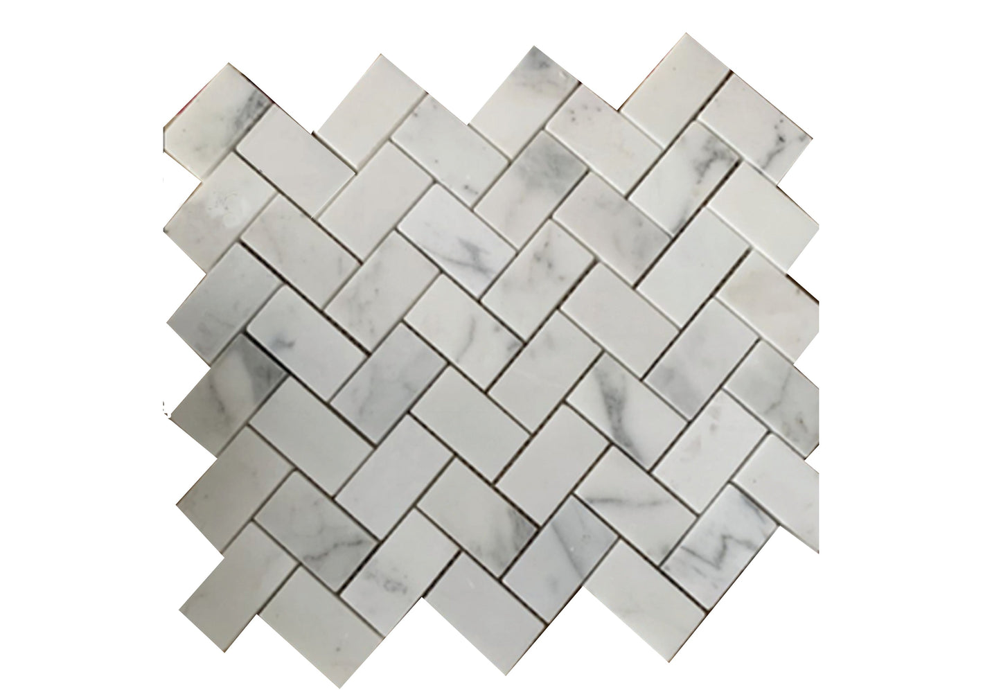 Brick Marble Mosaic White Grey Veins Mat 330x300x10mm