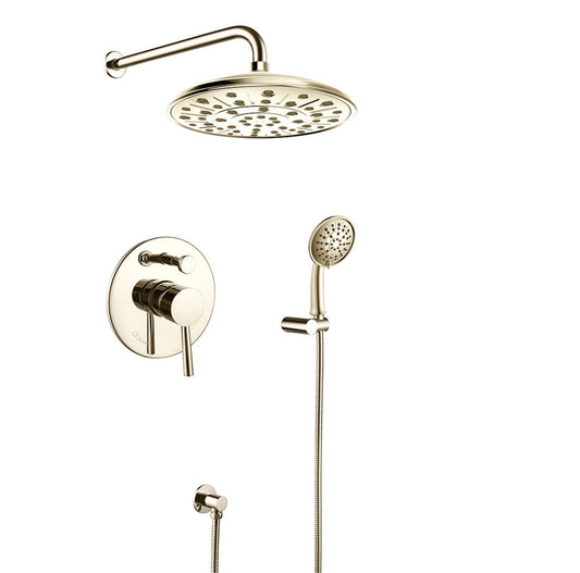 Single Handle Faucet Showerhead with Hand Shower Brushed Gold