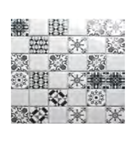 306x306mm Solid & Patterned Squares Black/White/Grey