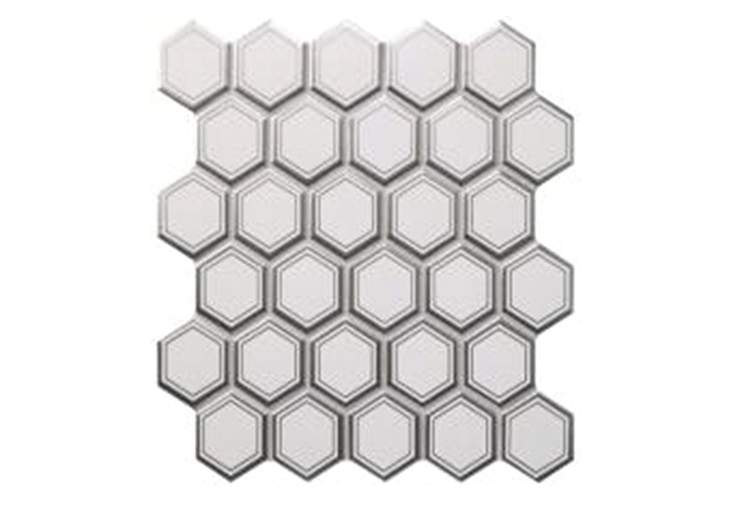 Hexagone White Mat 2 Silver Outline 271x281mm