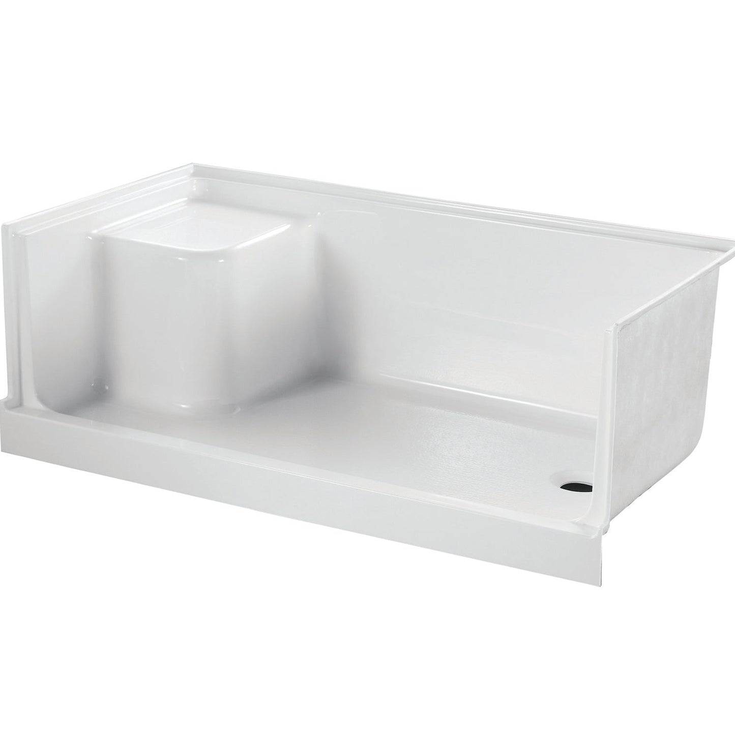 Shower base with seat  rectangle Right Drain 60x32x21 in