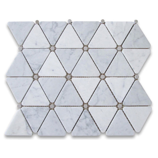 Mosaïque de marbre triangulaire blanc gris veiné mat 300x300mm