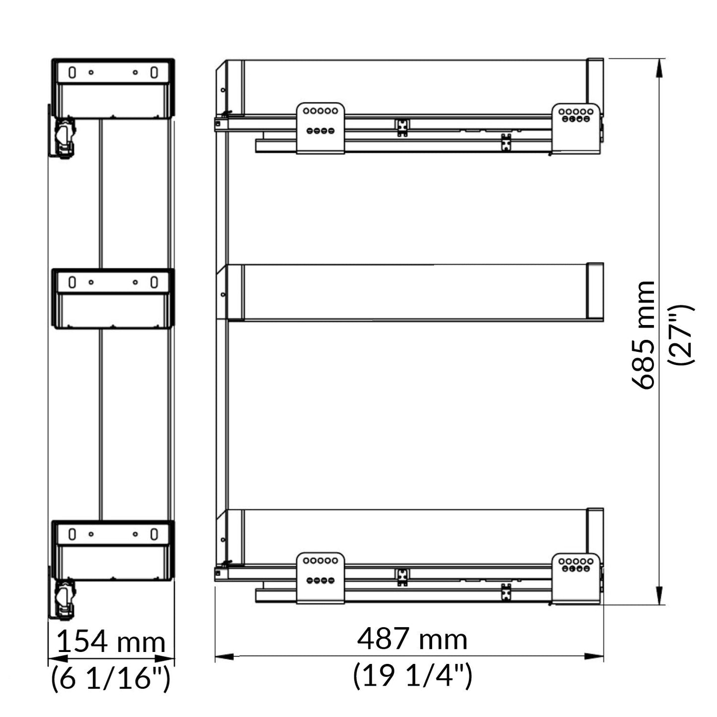 Sige 8'' tiroir étroit 3 paniers, anthracite